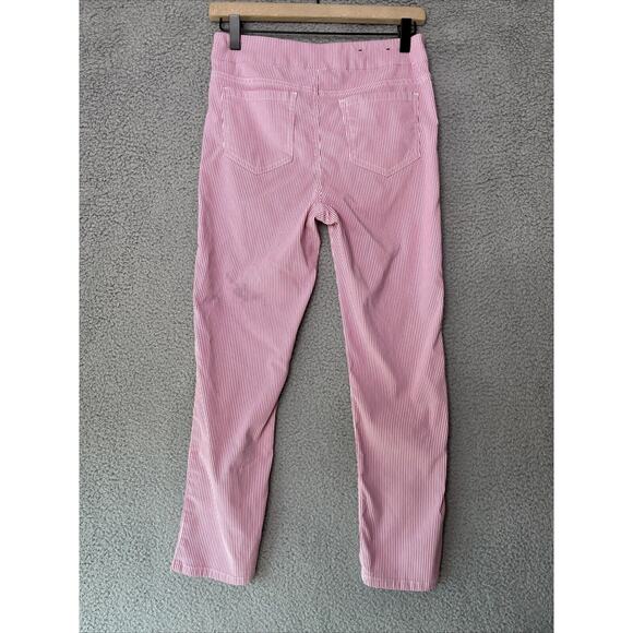 Mario Serrani Italy Pants Small Crop Striped Pull On Stretch Skinny Pink White - Picture 6 of 14